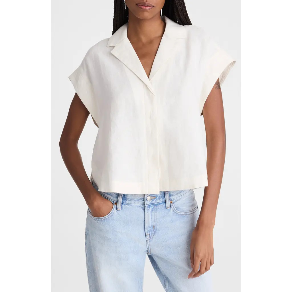 Madewell Notch Collar Linen Popover Shirt in Ivory Linen at Nordstrom, Size Medium | Nordstrom