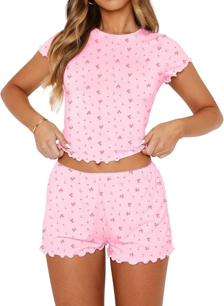 Dressmine Women Pajamas Set 2 Piece Sets Casual 2026 Summer PJ Shorts Cute Clothing Sets Y2k Shor... | Amazon (US)