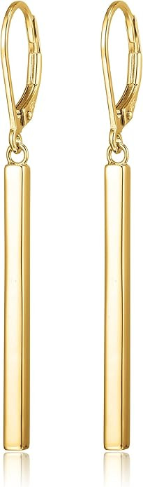 Amazon Essentials 18K Yellow Gold or 14K Rose Gold Over Sterling Silver Bar Drop Earrings (previo... | Amazon (US)