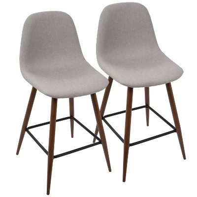 Set of 2 Pebble Mid-Century Modern Counter Height Barstools - LumiSource | Target
