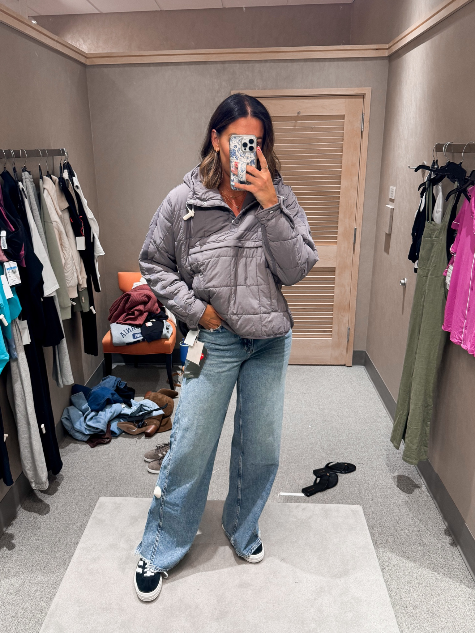 Quilted pullover-medium
Jeans-6/28
Sneakers-size down 1/2 size 

#LTKxNSale #LTKStyleTip #LTKShoeCrush