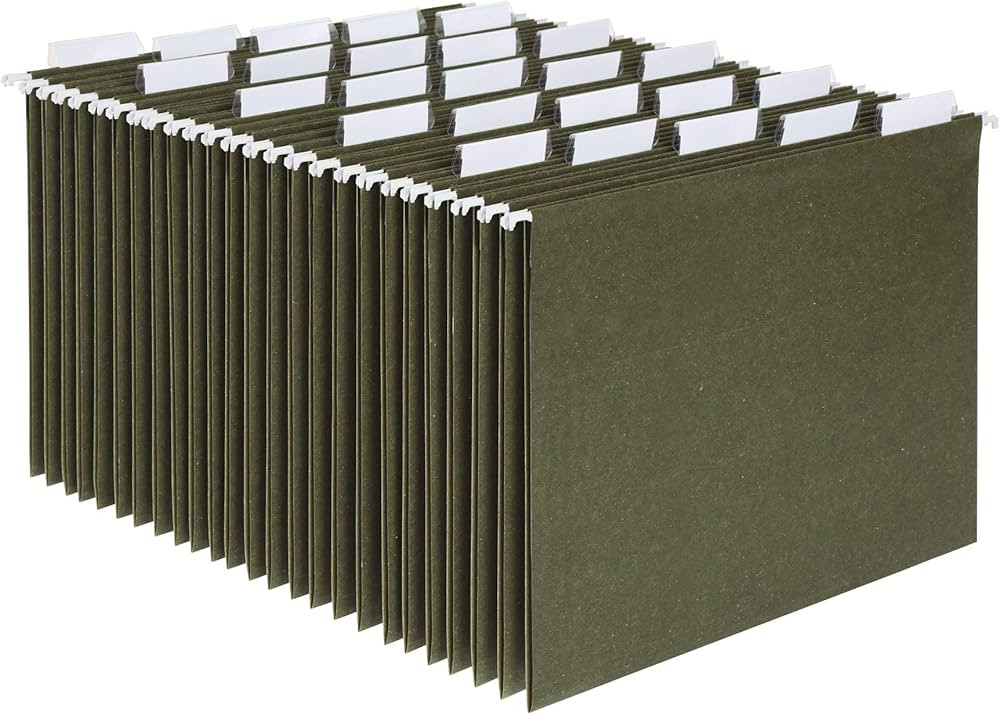 Pendaflex Hanging File Folders, Letter Size, Standard Green, 1/5-Cut Adjustable Tabs, 25 Per Box ... | Amazon (US)