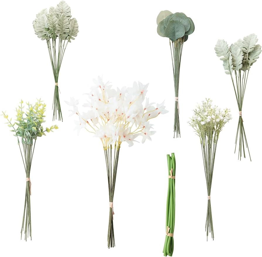 Floroom Artificial Greenery Stems Box Set, 97pcs with 6 Kinds of Faux Greenery Flowers Picks for ... | Amazon (US)