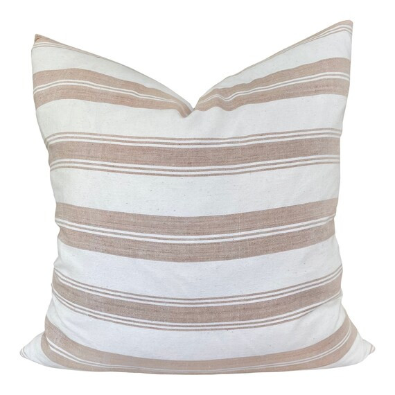 Designer Noura Striped Pillow Cover // Neutral Brown Pillow | Etsy Canada | Etsy (CAD)