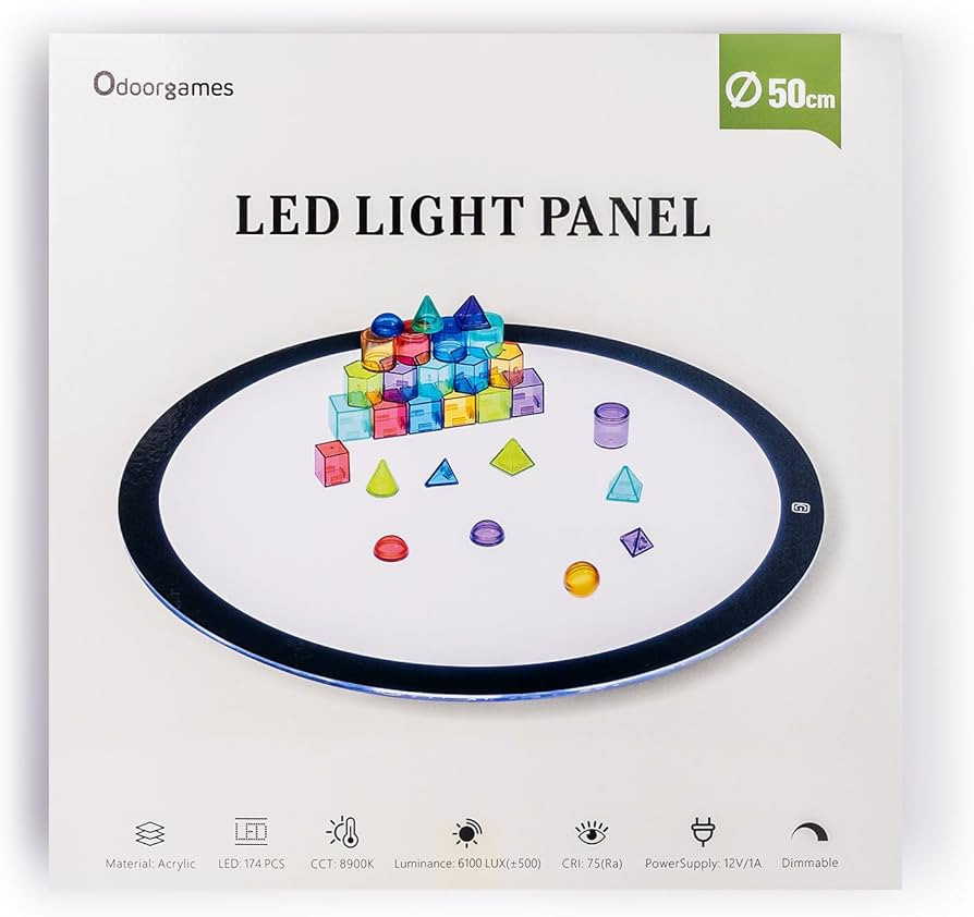 Odoorgames Round LED Light Panel for Kids - Adjustable Brightness - Preschool and Classroom Light... | Amazon (US)
