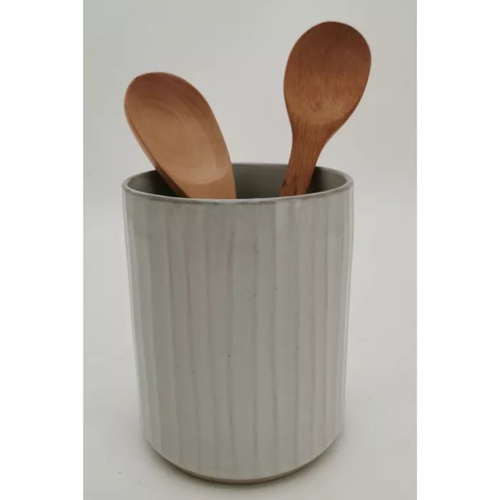 Stoneware Utensil Caddy Gray - Hearth & Hand™ with Magnolia | Target