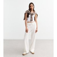 Women's White Linen Blend Drawstring Waist Trousers New Look | New Look (UK)