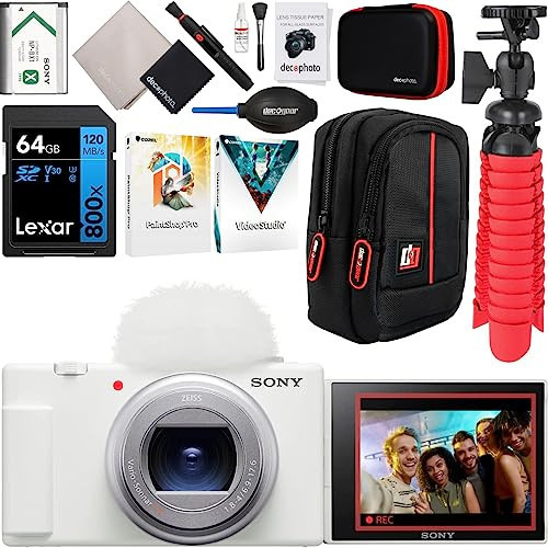 Sony ZV-1 II Vlog Camera with 4K Video & 20.1MP for Content Creators and Vloggers White ZV-1M2/W Bundle with Case + 64GB Memory Card + Grip/Tripod 2 in 1 + Photography Ebook + Accessories Kit | Amazon (US)