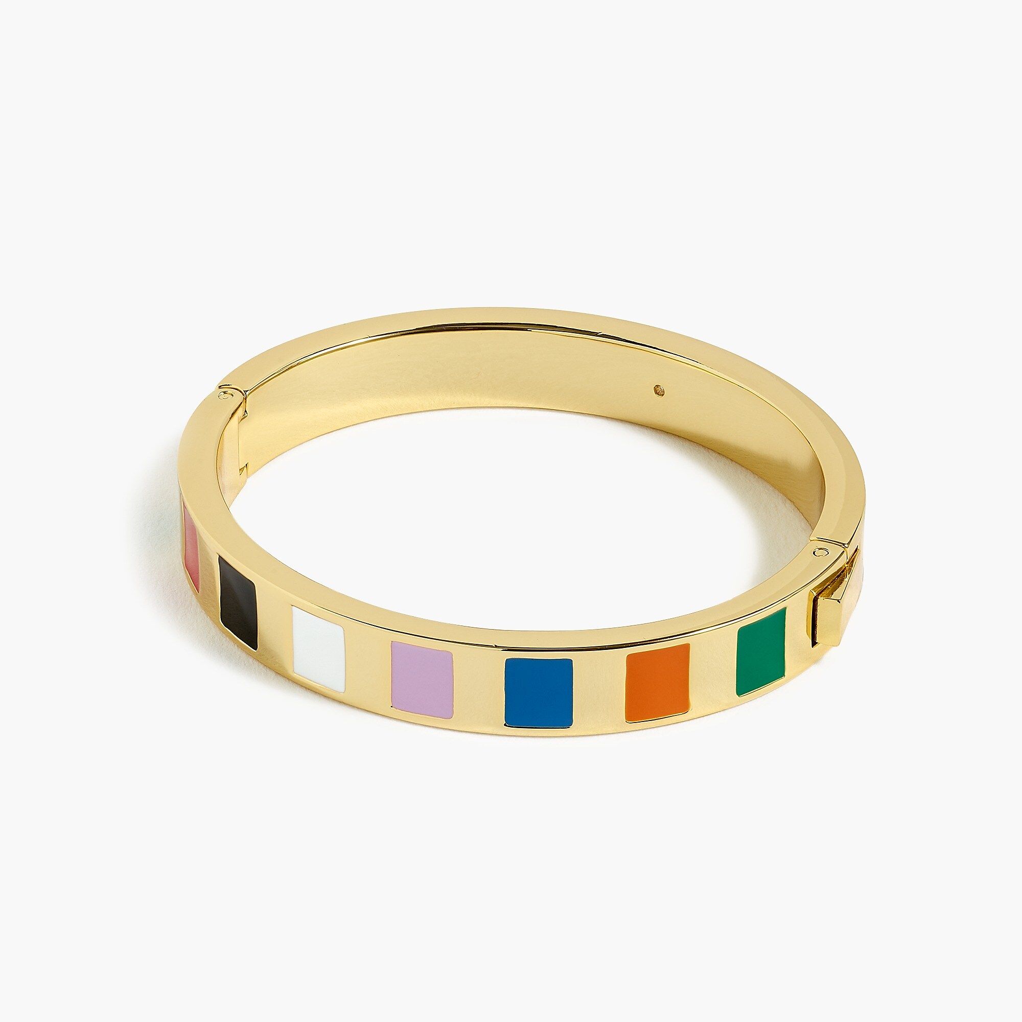 Rainbow-striped enamel hinged bracelet | J.Crew US