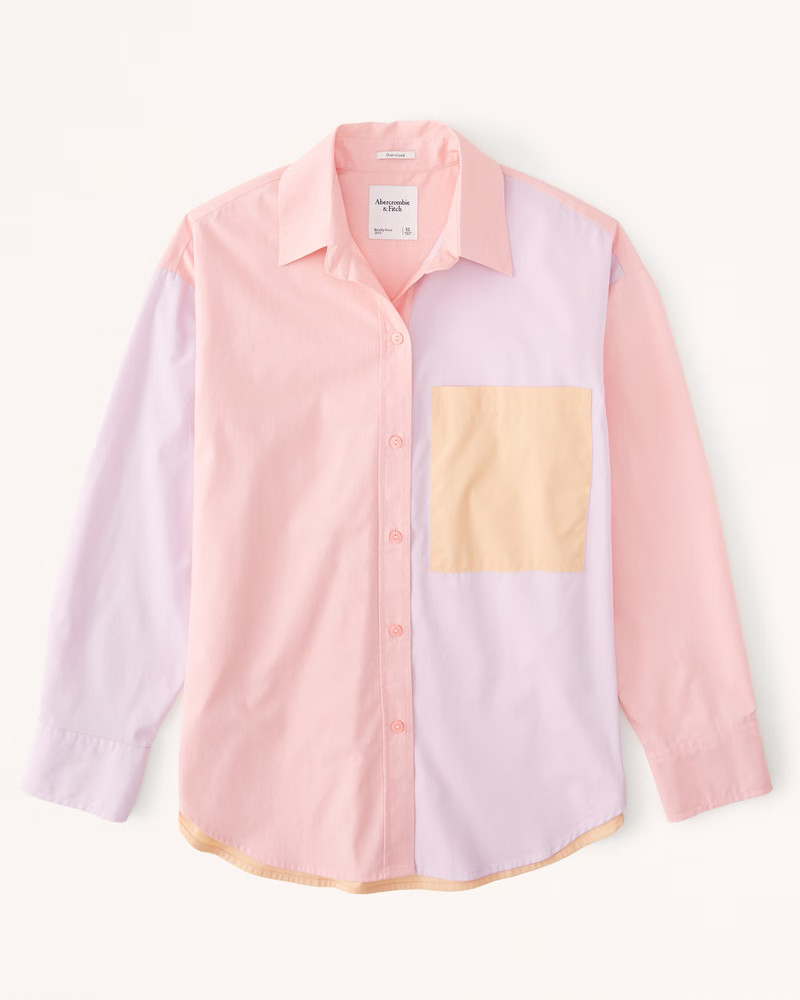 Women's Oversized Poplin Button-Up Shirt | Women's Tops | Abercrombie.com | Abercrombie & Fitch (US)
