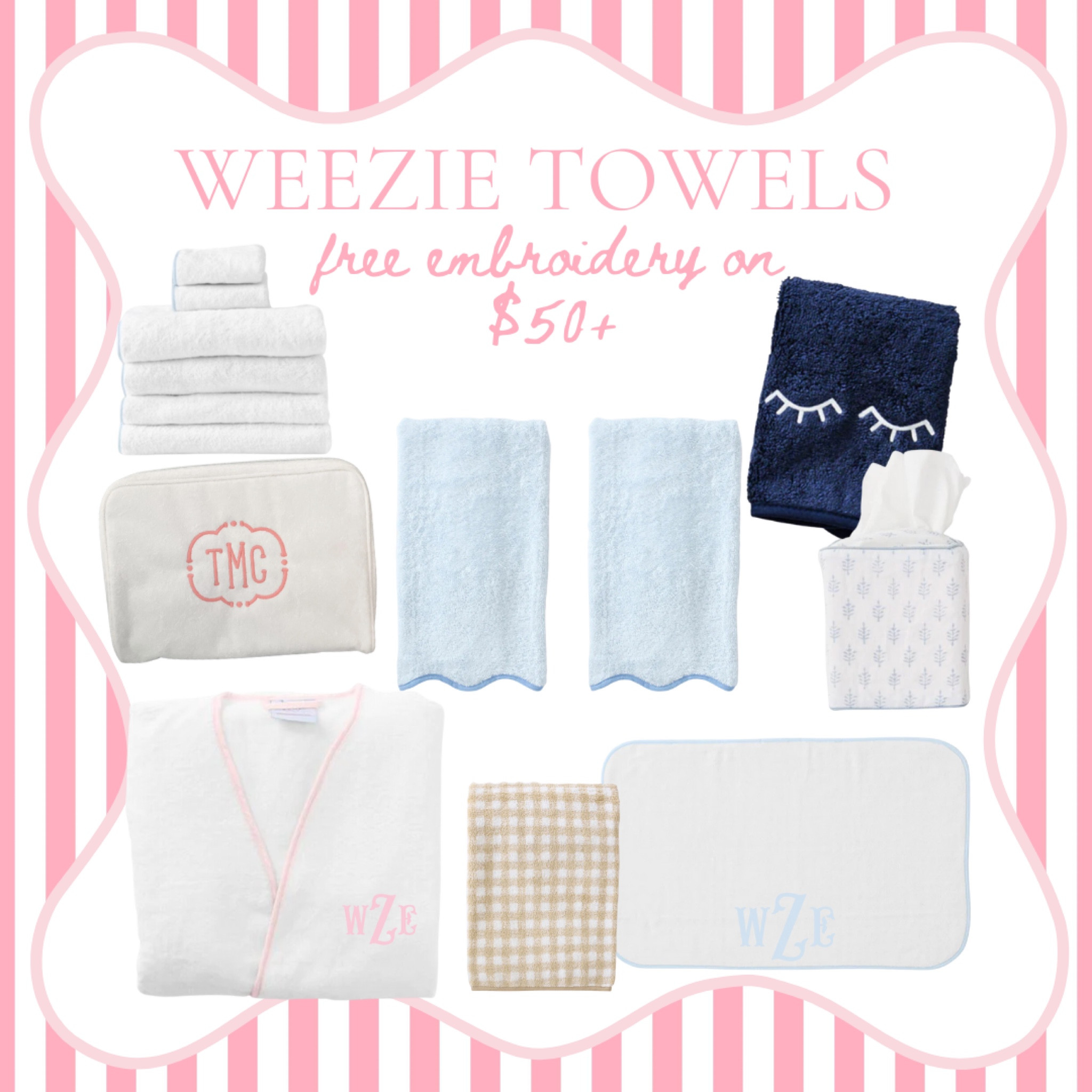 Today only! Weezie is doing free custom embroidery on items $50+
Shop today, and your order will arrive in time for Christmas. 🎄
I wear my robe everyday it’s so soft and would make a great gift for her!🎁❤️

Weezie towels, monogram robe, gift ideas for her, luxury towels, monogrammed gifts, chic home, luxury bathroom, gift idea 

#LTKsalealert #LTKbeauty #LTKHoliday