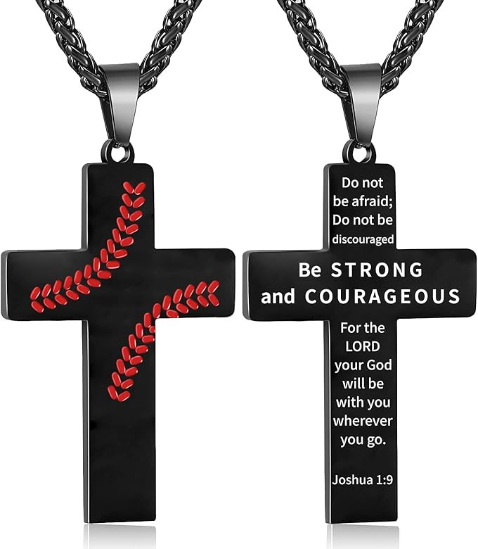 Zocomi Baseball Cross Necklace for Boys Men, Stainless Steel Cross Pendant Chain 24 Inches, Inspi... | Amazon (US)