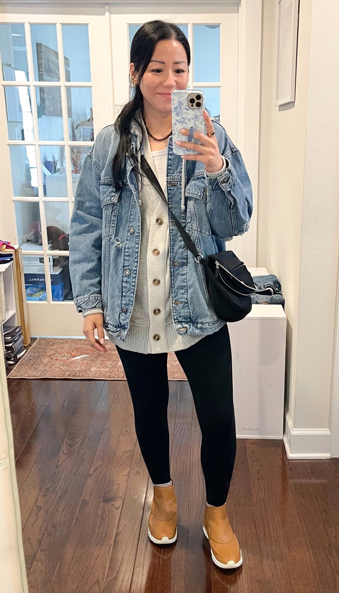 Size XS denim jacket
Size small leggings
Shoes are true to size 


#LTKOver40 #LTKootd #LTKSeasonal