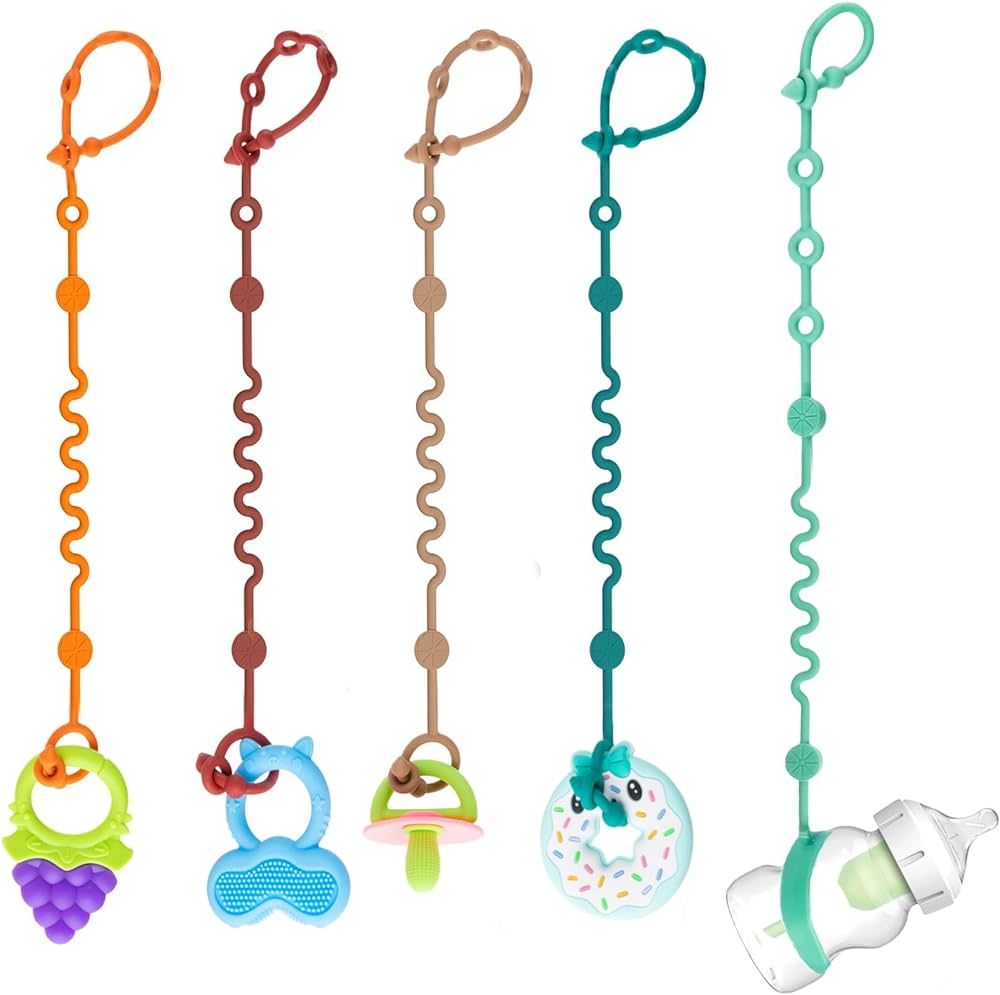 Toy Straps for Baby, 5pcs Adjustable Toy Holder for Stroller Accessories, Silicone Baby Tether Pa... | Amazon (US)