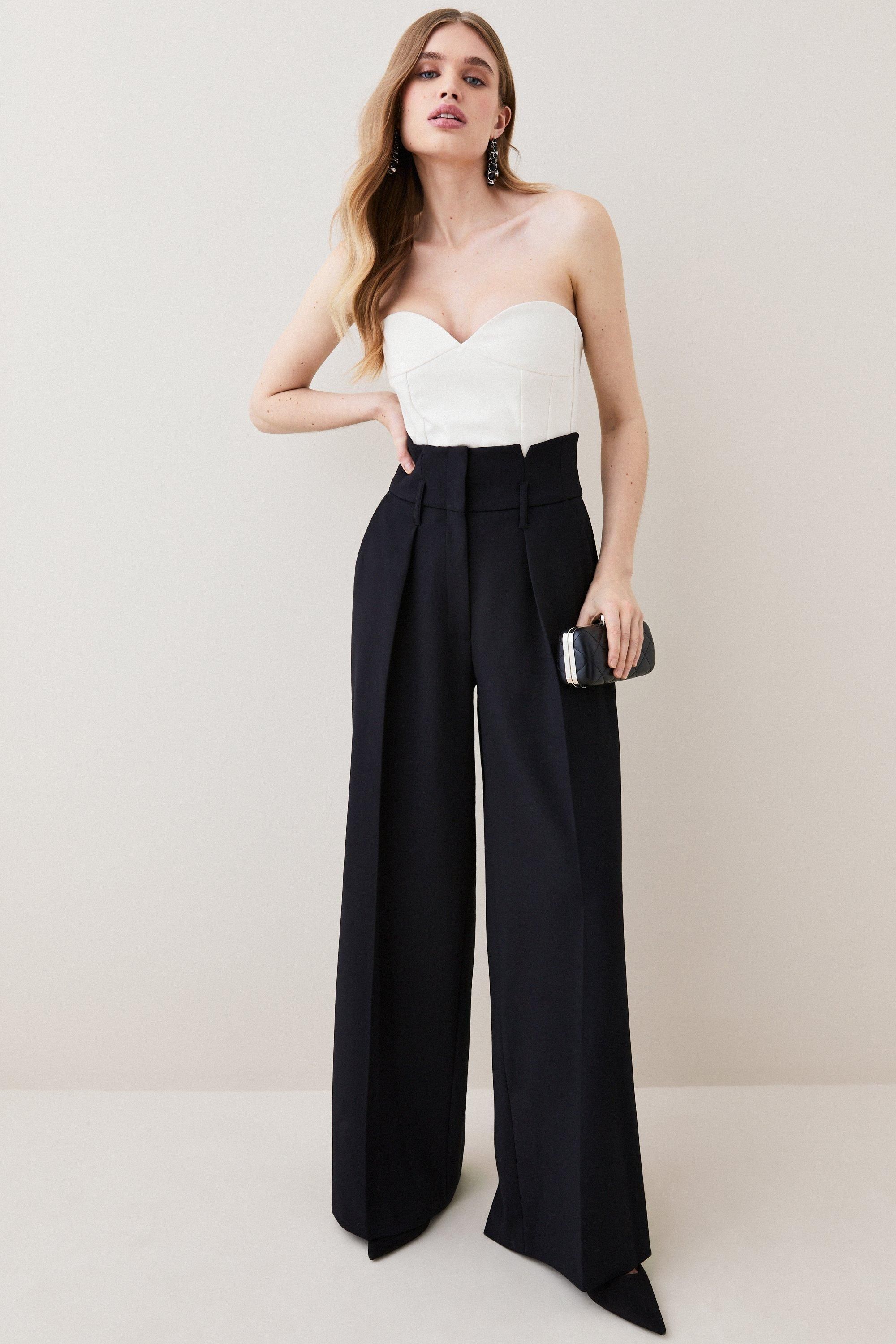 Compact Stretch High Waist Wide Leg | Karen Millen UK + IE + DE + NL