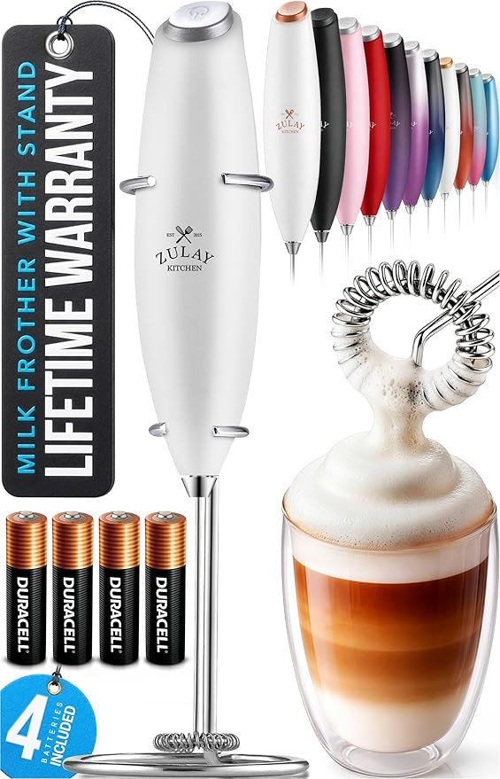 Zulay Kitchen Powerful Milk Frother Wand With Duracell Batteries - Ultra Fast Handheld Drink Mixe... | Amazon (US)