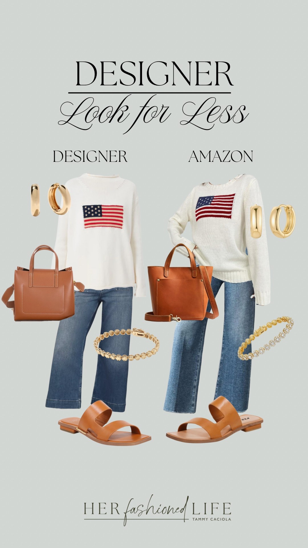 Designer For Less - Memorial Day Theme 🇺🇸
-Allyn bag code Tammy20

#DesignerForLess #Amazon #FlagSweater #Purse #Earrings #Hoops #Bracelet #Jeans #Sandals #EastCoast #NewEngland #MemorialDay 