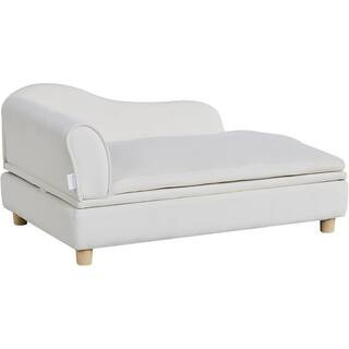 110 lbs. Loading White Soft Velvety Dog Pet Sofa Bed Dog Couch for Large-Sized Dogs and Cats | The Home Depot