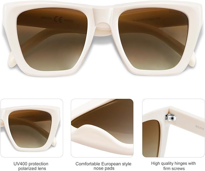 SOJOS Vintage Oversized Square Cat Eye Polarized Sunglasses for Women Trendy Fashion Cateye Style... | Amazon (US)