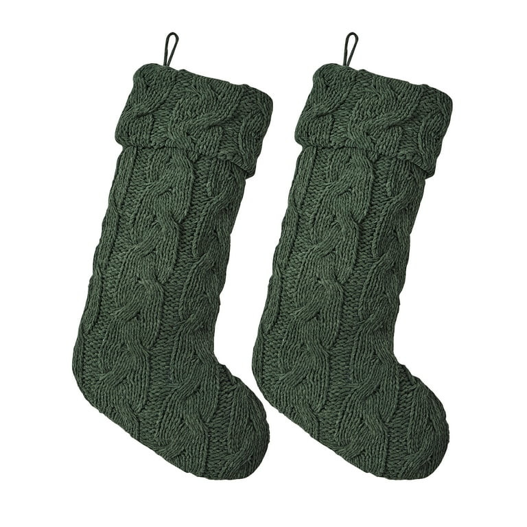 My Texas House Monte Green Cable Knit Christmas Stockings, 20" x 10" (2 Count) | Walmart (US)