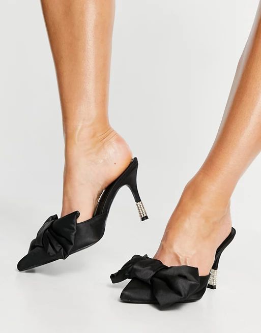 Public Desire Wide Fit mules with bow detail in black | ASOS (Global)