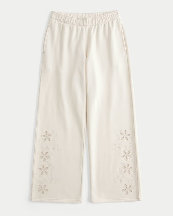 Floral Cutout Wide-Leg Sweatpants | Hollister (US)