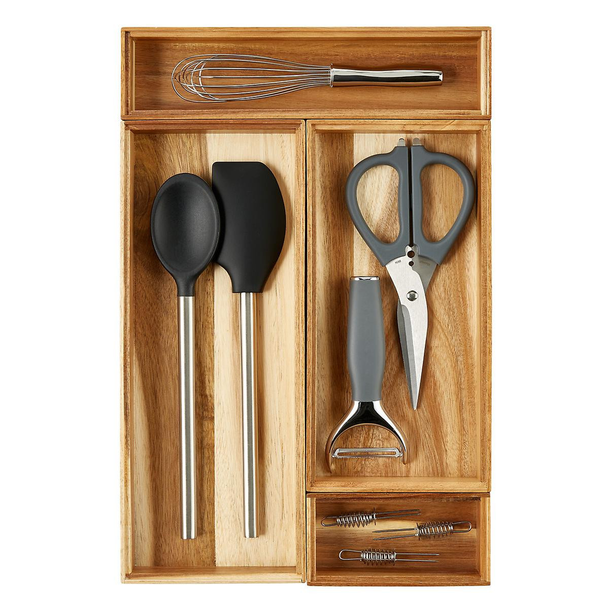 12" x  18" Acacia Drawer Organizer Starter Kit | The Container Store