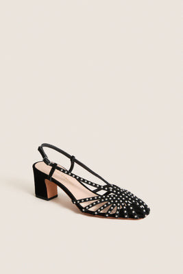 Black Studded Suede Priscilla Heels | Tuckernuck (US)
