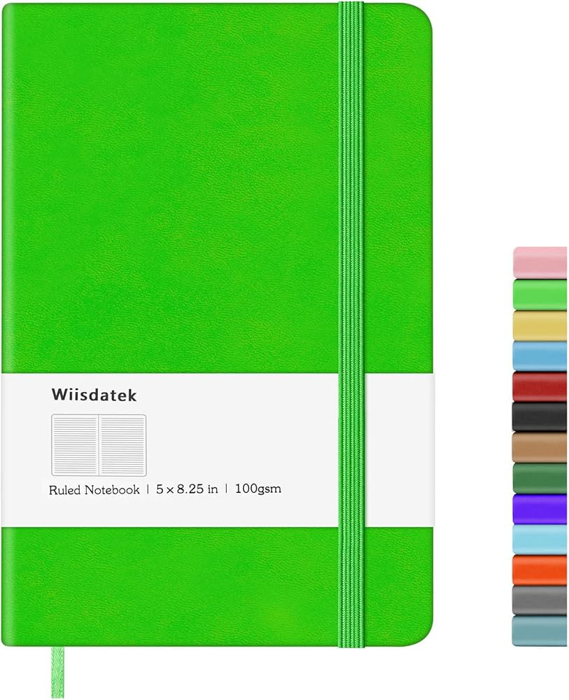 Wiisdatek Notebook Journal, Lined Hard Cover,100Gsm Premium Thick Paper with Inner Pocket for Writing Note Taking Office School,5"×8.25"(Green) | Amazon (US)
