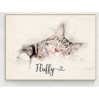 Pet Portrait Painting, Canvas, Custom Cat Portrait, Loss Gift, Art, Art Print, Lover Gift For Mom | Etsy (US)