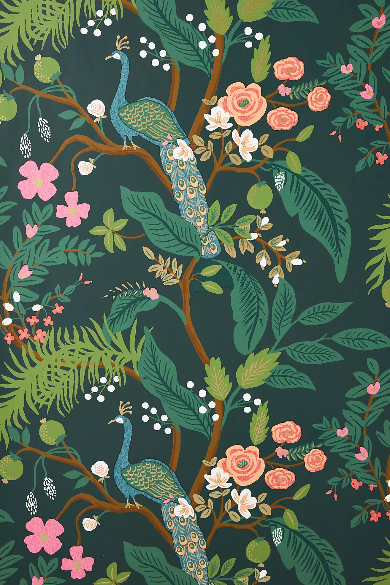 Rifle Paper Co. Peacock Wallpaper | Anthropologie (US)