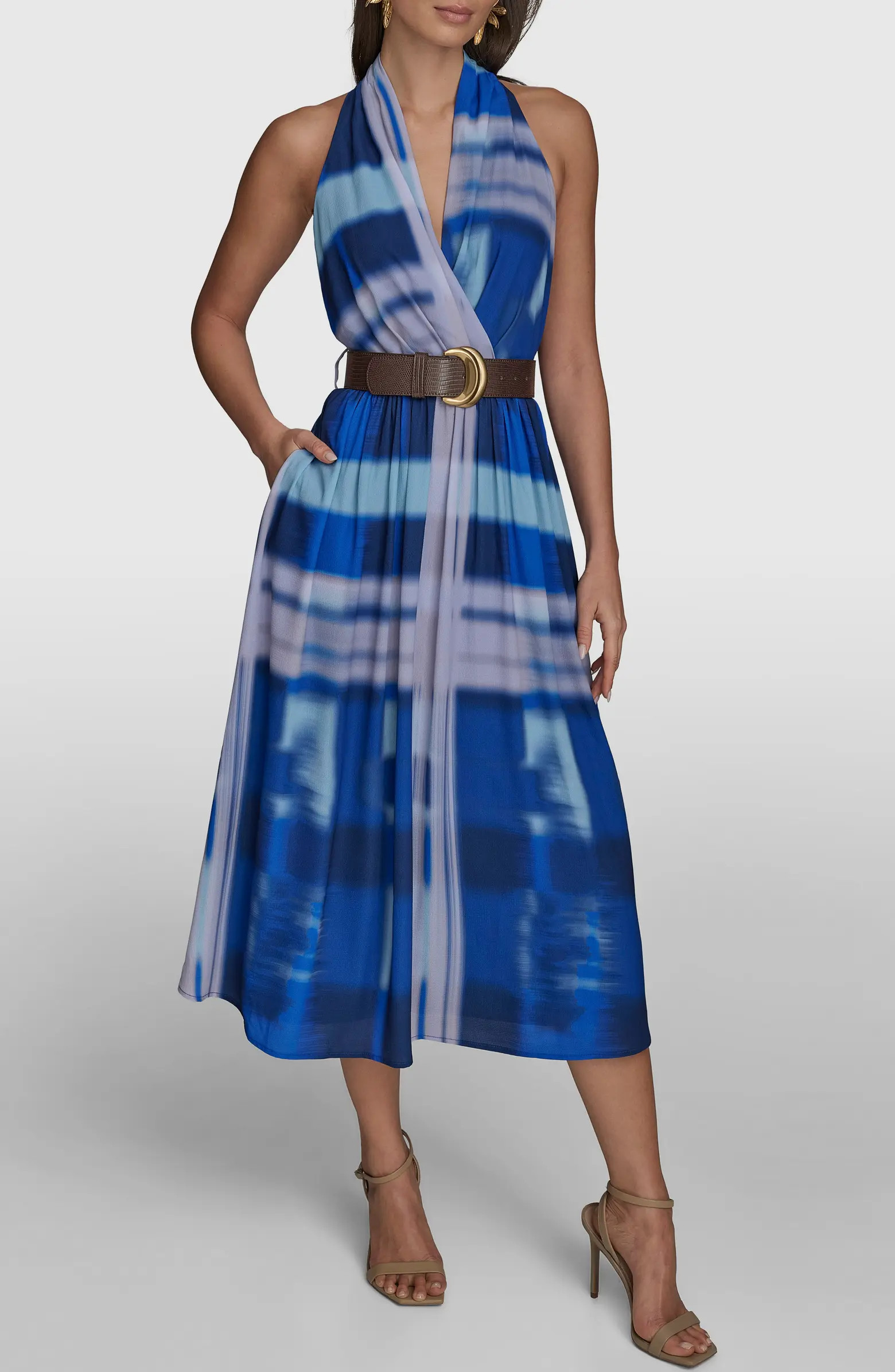 Tie Dye Print Sleeveless Midi Dress | Nordstrom