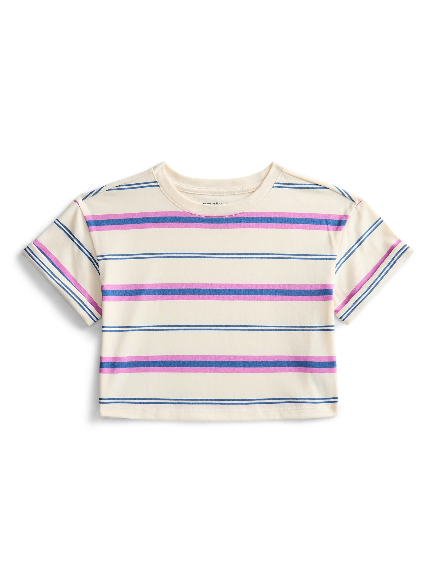 Weekend Academy Girls Stripe Boxy Tee, Sizes 4-18 | Walmart (US)