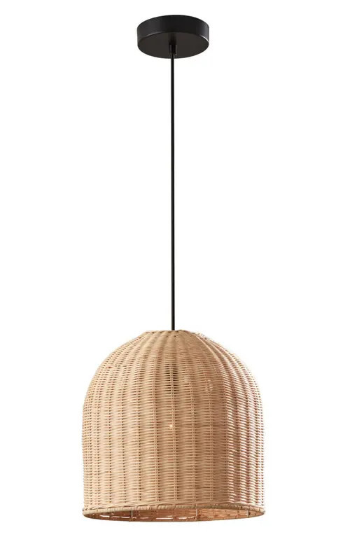 ADESSO LIGHTING Bahama Pendant Light in Dark Bronze/light Rattan at Nordstrom | Nordstrom