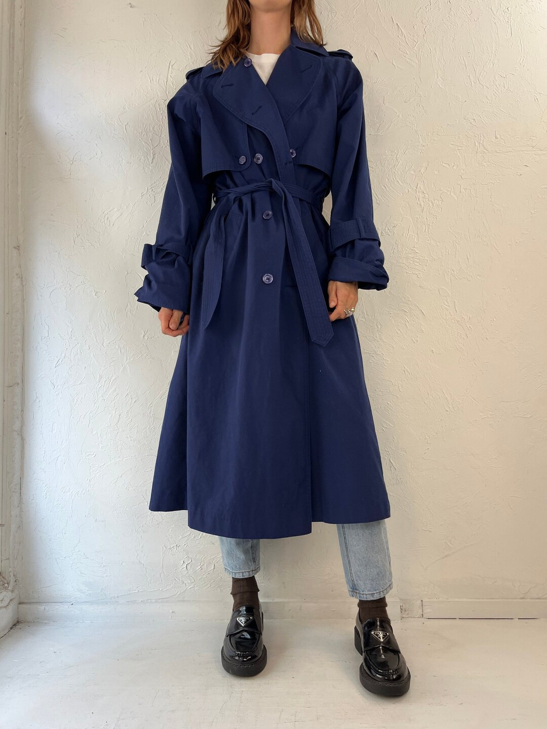 Y2K 'collection Elegante' Blue Classic Trench Coat / Medium - Etsy Canada | Etsy (US)