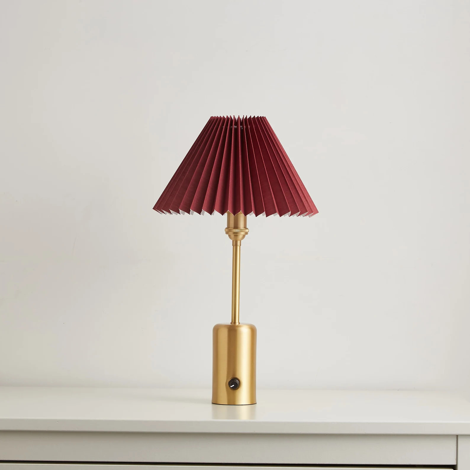 Cordless Table Lamp,Brass Desk Lamp,Retro Bedroom Bedside Lamp,Mid-Century Pleated Lamp,Battery O... | Etsy (US)