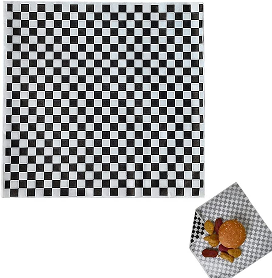 100 Sheets Black and White Checkered Dry Waxed Deli Paper Sheets, Grease Resistant Checkered ,Che... | Amazon (US)
