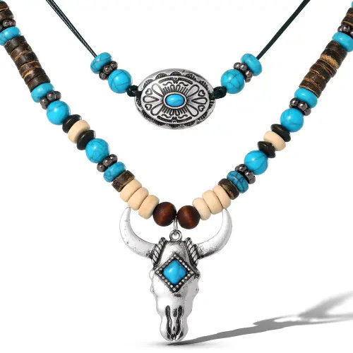 Jessica Simpson Beaded Layered Necklace in Turquoise and Amber Hues in Multicolor at Nordstrom | Nordstrom