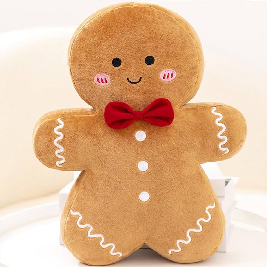 Christmas Gingerbread Man Pillow Plush Funny Gingerbread Shaped Throw Pillow Creative Biscuit Man... | Amazon (US)