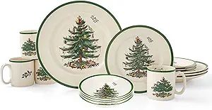 Spode Christmas Tree Collection 16-Piece Dinnerware Set | Service for 4 | Dinner and Salad Plates... | Amazon (US)