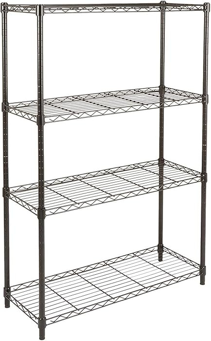 Amazon Basics 4-Shelf Adjustable Heavy Duty Steel Wire Rack Storage Shelving, Sturdy Garage Shelv... | Amazon (US)