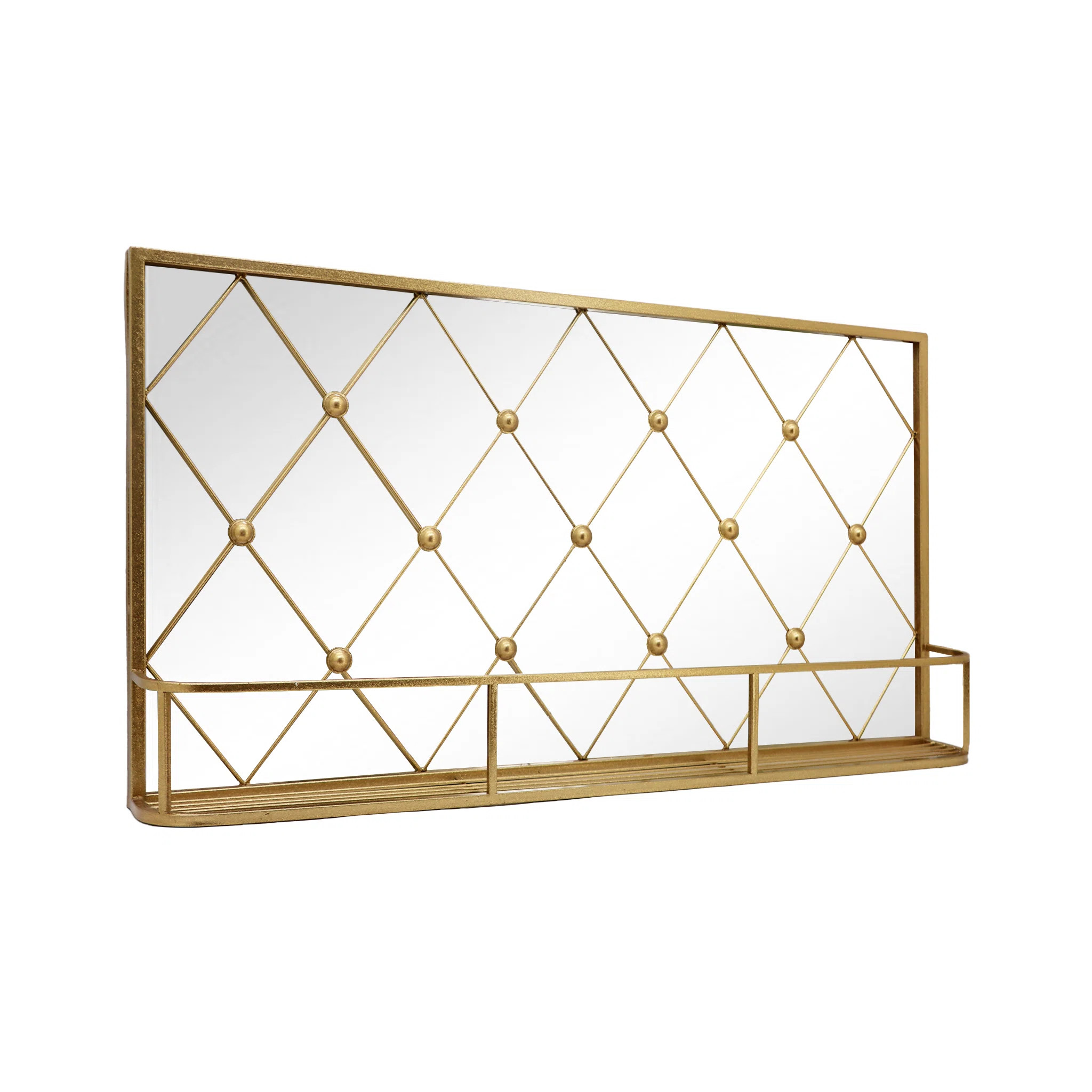 Mercer41 Itcel Metal Flat Wall Mirror with Shelves | Wayfair | Wayfair North America