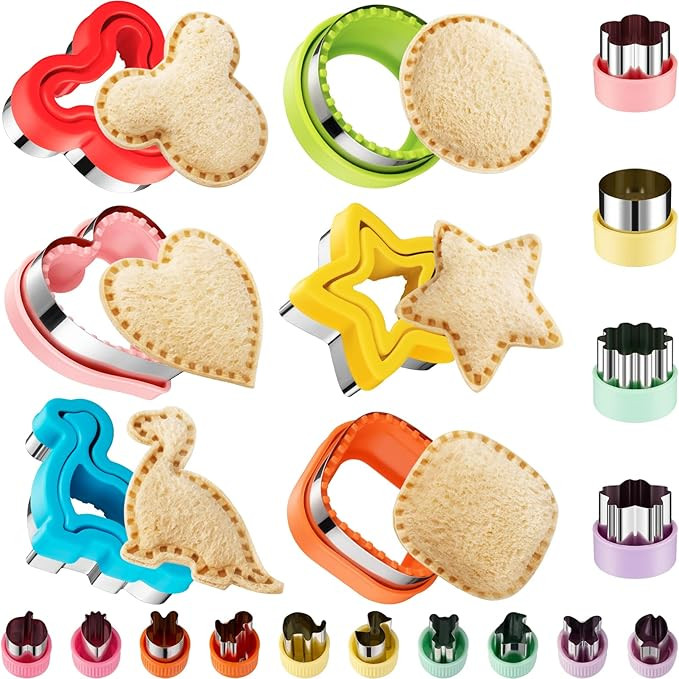 20Pcs Sandwich Cutter and Sealer Set for Kids, Decruster Sandwich Maker Holiday Heart Cookie Cutt... | Amazon (US)
