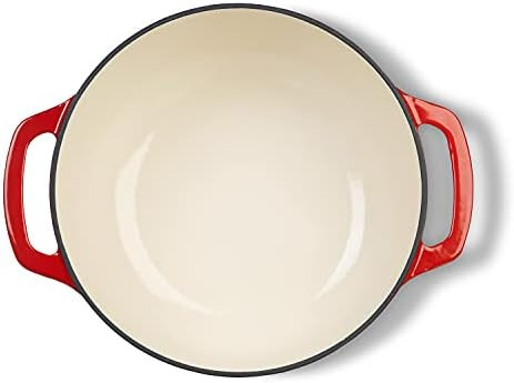 Amazon Basics Enameled Cast Iron Covered Dutch Oven, 6-Quart, Red | Amazon (US)