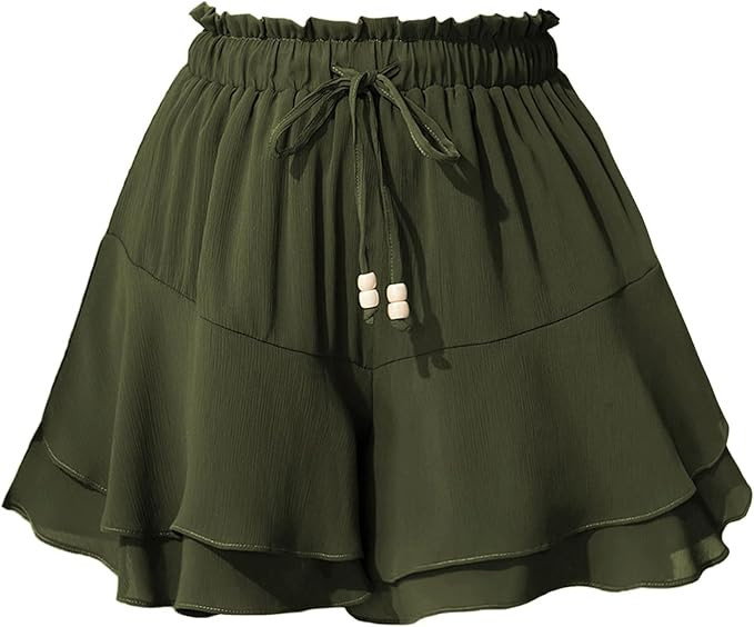 Womens Flowy Shorts High Waist Pleated Mini Skirts Casual Boho Ruffle Tiered Skorts Cute Versatil... | Amazon (US)