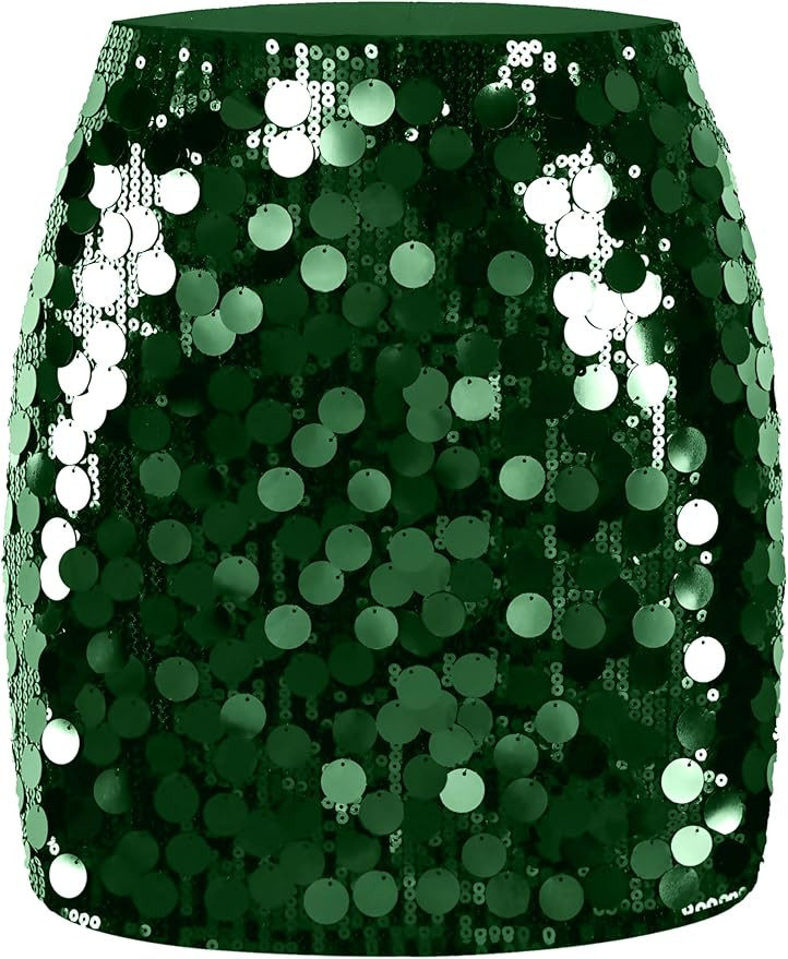 MANER Women's Sequin Skirt Sparkle Stretchy Bodycon Mini Skirts Night Out Party | Amazon (US)