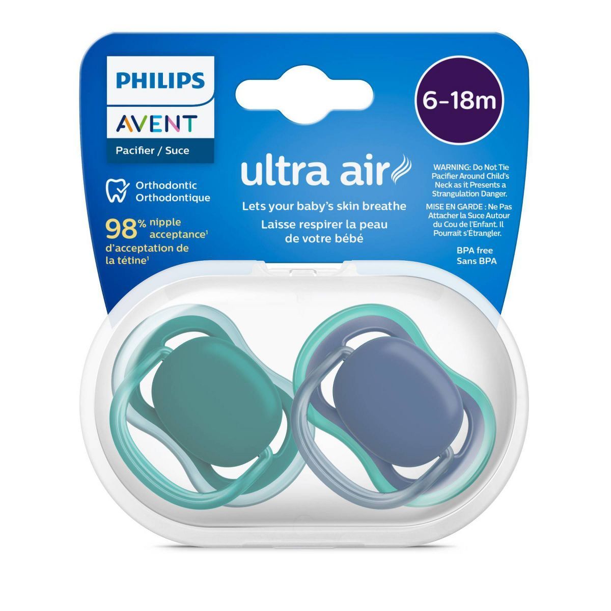 Avent Philips Ultra Air Pacifier 6-18 Months - Deep Opal/Steel Blue - 4pk | Target