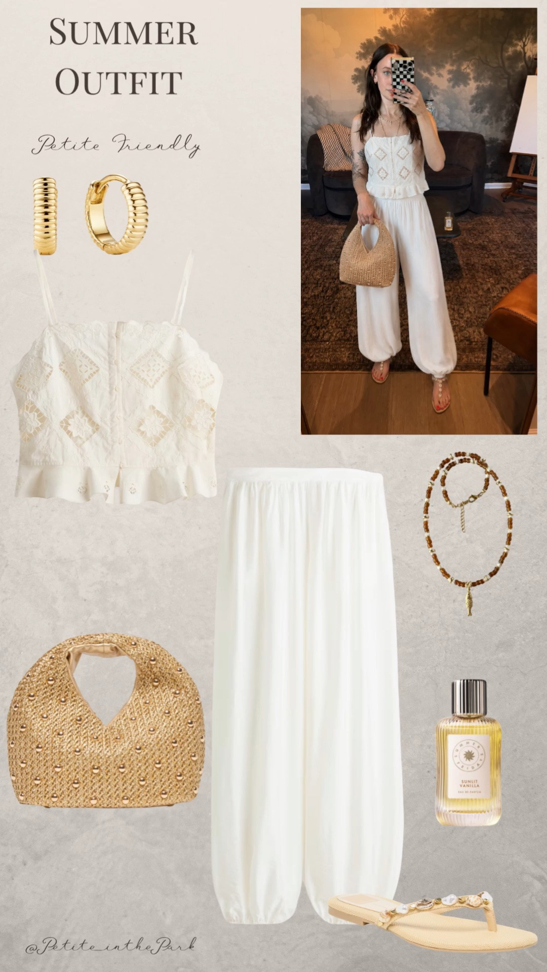 Summer petite outfit  

Summer outfit, summer trends, casual summer outfit, petite summer outfit, summer fashion, summer style, petite style, petite summer style, casual petite outfit, minimal outfit, minimal summer outfit, crop top, white top, summer top, linen pants, white pants, sandals, tan sandals, leather sandals, shoulder bag, rattan bag, printed bag, tan purse, gold earrings, gold hoop earrings, gold necklace, minimal jewelry  #casualoutfit #petiteoutifts #summeroutfits #summeroutfit2026 #summertrends

#LTKootd #LTKPetite #LTKSeasonal