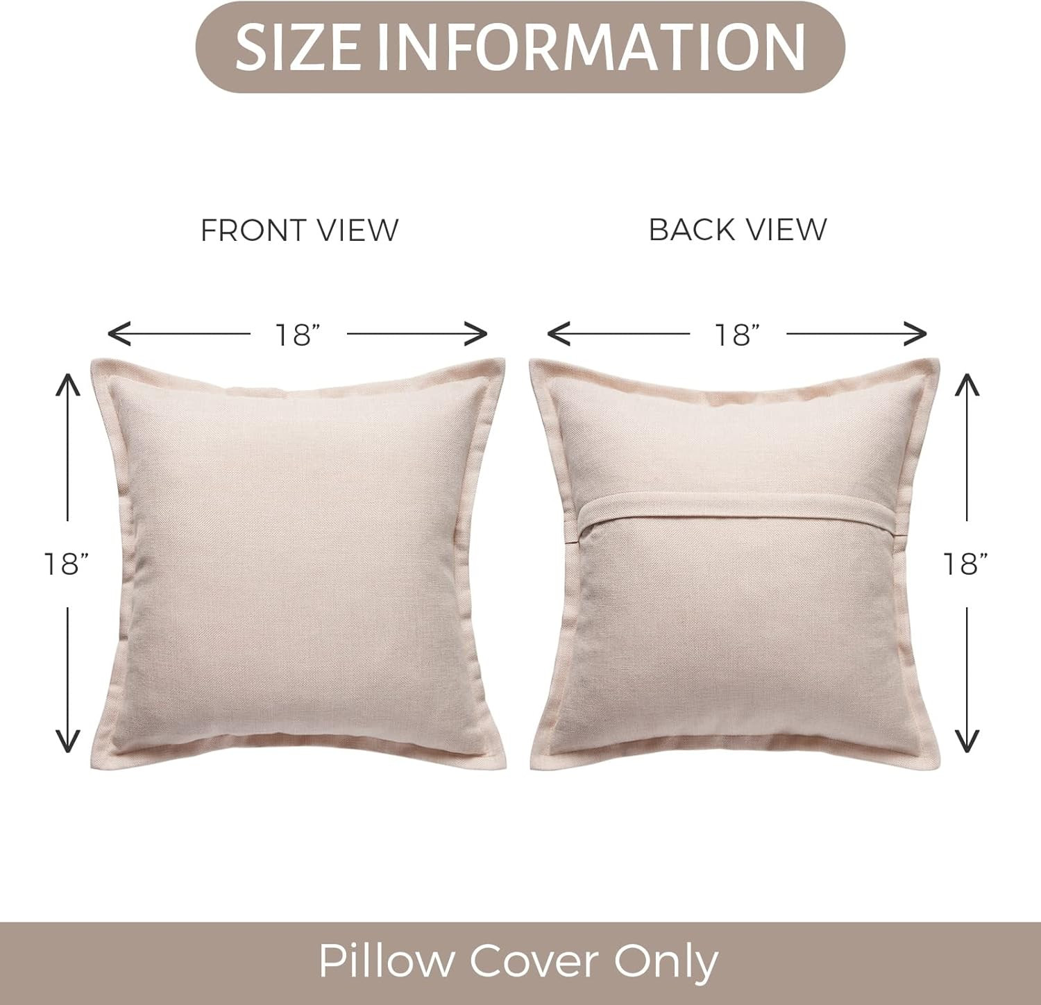 Topfinel Beige Decorative Couch Pillow Cover 18x18 Inch Set of 2,Farmhouse Linen Edges Trimmed Ac... | Amazon (US)