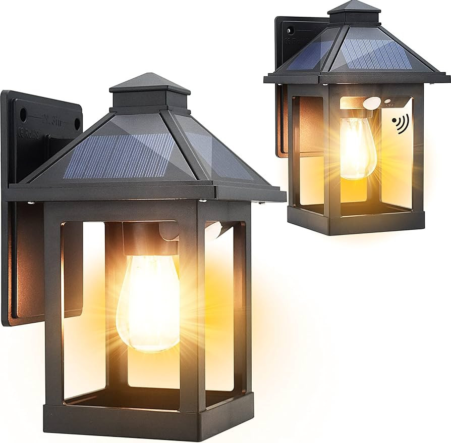 CYHKEE 2 Pack Solar Wall Lanterns Outdoor with 3 Modes, Dusk to Dawn Motion Sensor LED Sconce Lig... | Amazon (US)